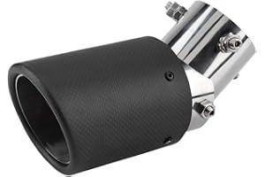 LEINGGG Auto Auspuffrohr, Auspuff Endschalldämpfer, Carbon Style Auto Einstellbare Einzelauslass Auspuffrohr Schalldämpfer Endrohr Edelstahl Chrom-Ende63-89mm