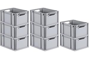 PROREGAL SuperSparSet 8x Eurobox NextGen Grip | HxBxT 22x30x40cm | 20 Liter | Griffe offen | Grau | Eurobehälter, Transportbox, Transportbehälter, Stapelbehälter