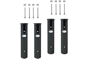 OXFUZZ 4 soportes de pesca para caña de barco, 4 tubos con 8 piezas de tornillos de montaje para pesca, barcos marinos, Kayak, color negro