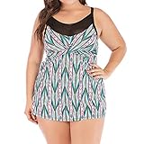 Damen Bikini Set Streifen Einteiler V-Ausschnitt Badeanzüge ohne Bügel Große Größen Print Tankini Bademode Sommer Set (Multicolor, CN:3XL)