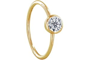 LES POULETTES BIJOUX - Bague Plaqué Or Petit Solitaire Serti Clos