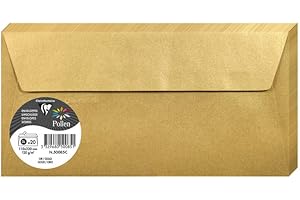 Clairefontaine 50085C - Paquet de 20 Enveloppes Auto-Adhésives - Format DL (11x22cm) - 120g/m² - Coloris Or - Invitation Evènements et Correspondance - Gamme Pollen - Papier Premium Lisse