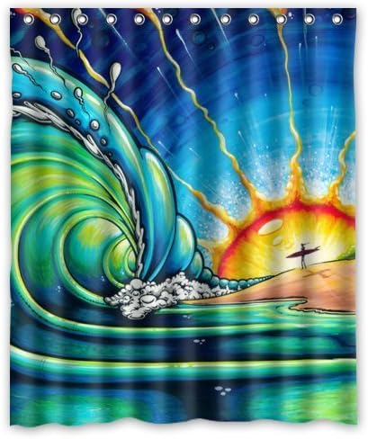 DAMEILIN 60"(Width) x 72"(Height) (Colorful Painting Sun Surf Art Wave South Africa) Shower Curtain Special Water Proof Antifungal Coating,Machine Washable