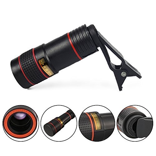 Kit di lenti per fotocamera smartphone, di Goodsmiley, zoom ottico universale 12x, lenti macro, lenti per messa a fuoco, teleobiettivo per fotocamera con pinza universale per iPhone 7, 7Â Plus, 6S, 6, 6Â Plus, 6S Plus, 5S, Samsung Galaxy S8, S8Â Plus, S7, S7E, S6
