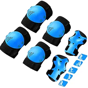 ArgoHome Kids&Youth Knee Pads Elbow Pads Kids Protective Gear Set Wrist Guards with 50 Pieces Cartoon Stickers for Roller Skate Biking, Riding, Cycling Inline Skating Scooter Sports Outdoor