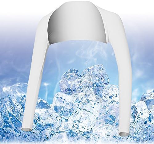 Women Golf Cooling Shawl - PREMIUM LYCRA, Ultra Anti-UV(99.9%),Super Comfortable &amp; Breathable - Ladies Arm Sleeve Sun Protection Shrug for Sports and Outdoor Activities - M&amp;H (White, M)