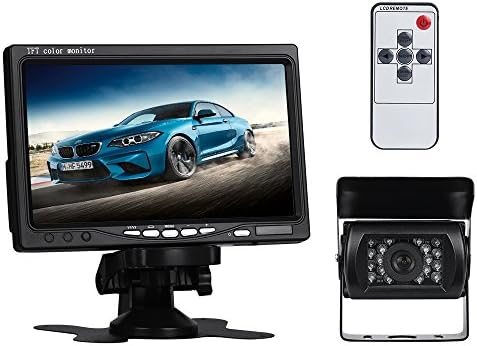 Truck Backup Camera and Monitor Kit,GOGO ROADLESS 18 LED Car Reverse Camera with 7 Inch LCD Night Vision IP68 Waterproof