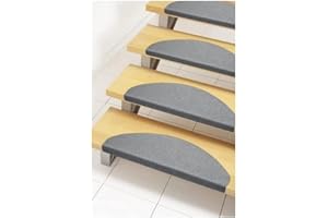 ‎ANDIAMO andiamo Stufenmatte Paris - Treppenstufen Matten selbstklebend - Treppenteppich 15er Set - Stufenmatten innen als Schutz für die Treppe vor Kratzern und Abnutzung 23 x 65 cm grau