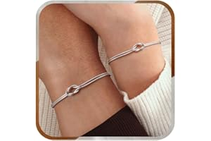 J.Fée 2PCS Bracelet Couple Bracelets d'amitié Or 14K Bracelet Femme Argent 925 Bracelets nœud d'amour Cadeau Couple,Jewellery Bijoux Femme, Cadeaux pour meilleur ami Cadeaux pour petit ami Cadeau Noël