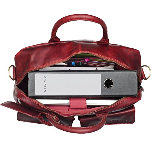 STILORD  Carlo  Gro  e Umh  ngetasche Leder Lehrertasche Aktentasche Schultertasche Reise Beruf Freizeit 15 6 Zoll Laptop College Bag Arbeit B  ro  Fa