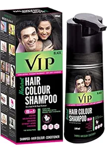 VIP NATURAL HAIR COLOUR SHAMPOO 180 ML , Black