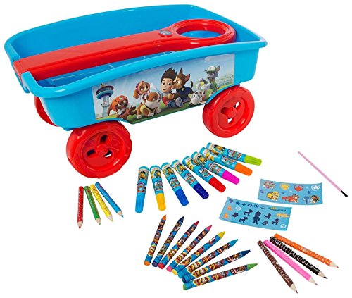 PAW PATROL ART FILLED CADDY PULL ALONG TROLLEY OUTDOOR STORAGE KIDS FUN GIFT TOY