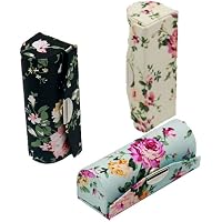 Lippenstift Etui Vintage Mit Spiegel – Stickmuster, Tragbar, Für Lippenstifte & Lipgloss, ABS-Material