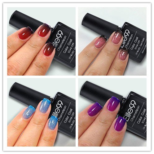 Elite99 Shellac UV LED Gel auflösbarer Nagellack 10ml Farbwechsel Thermo Gel Gellack rosa zu wei? Full Shimmer,Nagelgel (1 x 10 ml) ¡­ - 3