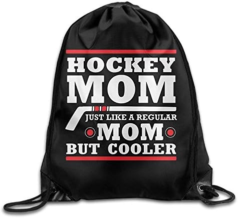 KCOUU Hockey Mom Just Like A Regular Mom Drawstring Pack Beam Mouth Sport Bag Rucksack Shoulder Bags For Men & Women