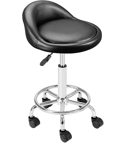 Set 2 Sgabelli Girevoli Con Rotelle | Altezza Regolabile | Schienale | Pelle PU | Nero | Per Bar/Cucina - Foto 2