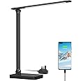 Lepro LED Desk Lamp, Desk Lamp with Power Adapter, 655lm, Desk Lamps Office with USB Charging Port, 5 Brightness Levels x 3 Colour Mode, Touch Control Daylight Lamp for Office, Nails, Study, Bedroom