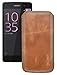 Produktbild Sony Xperia E5 | *Ultra Slim* Original Suncase Leder Etui Tasche Handytasche Ledertasche Schutzhülle Case Hülle (mit Rückzuglasche) cognac