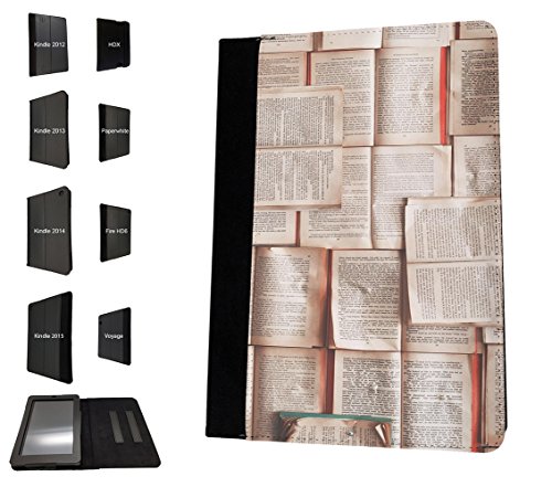 002660 - Collage Vintage Book Pages Design Amazon Kindle Fire HD 7'' 1st Generation-2012 TPU Leder Brieftasche Hülle Flip Cover Book Wallet Stand halter Case