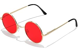 KANASTAL Polarised Round Sunglasses Thickened Temples, Spring Hinges, UV400 Protection Retro Circle Metal Frame Cosplay Glasses for Women Men