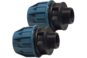WELTENMARKT PP Klemmkupplung 3er-Pack – 25 mm x 3/4" AG | Klemm x Außengewinde | 16 bar Druck | PE-Rohr Fitting Schwarz/Blau | Für Trinkwasser (DVGW/KIWA/WRAS/SVGW)