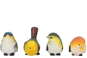 OKBY Pájaro de Resina - Decoración de pájaro Resina 4 Piezas pájaros Animales Figura Decoración Césped Jardín Patio Adornos