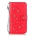 Produktbild Handytasche Galaxy A5 2016,Galaxy A5 2016 Schutzhülle,YingC-T Ledertasche Galaxy A5 2016 Tasche Extra Dünn Premium Leder Elegant Luxus Einfarbig Prägung Vintage Retro Blumen Bling Glitzer Glänzen Diamant Muster PU Leder Brieftasche Stand Hülle Etui mit Kreditkartenfach und Magnetverschluss Wallet Klapphülle Lederhülle Handyhülle Flip Book Case TPU Bumper Tasche für Samsung Galaxy A5 2016 A510, Rot