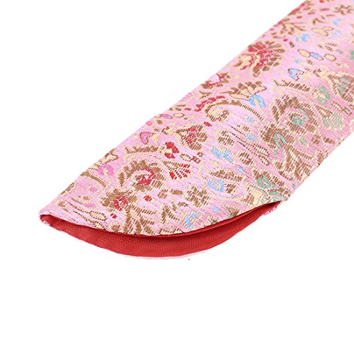 sourcingmap® Chinesisch Seidenmischung Blume Muster Abdeckung für Faltbare Handfächer - 2