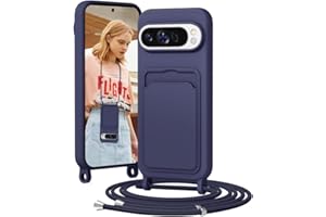 BENTIACC Handykette Silikon Hülle für Google Pixel 9/9 pro mit Band, Handyhülle mit Kartenfach, Abnehmbar Kordel Kette, Stoßfeste Schutzhülle für Google Pixel 9/9 pro (Marineblau)