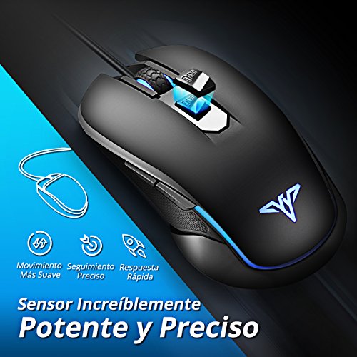  Nueva Versi  n  TopElek Rat  n Gaming Programable   ptico 5500 dpi 6 Bot  n LED RGB con 16 Millones Colores para Gamer Profesional  Dise  o Ergon  mico y Ambidiestro-Compatibilidad Universal-S  per C  modo