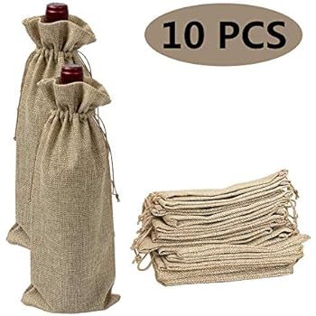 Shintop 10 Stück Jute-Weinbeutel, 41cm x 17cm, Geschenkbeutel aus