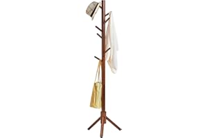 IBUYKE - Perchero de madera maciza con forma de árbol con 8 ganchos para ropa de pie para guardar chaquetas abrigos sombreros marrón RF-1195