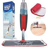 Balai lave sol avec vaporisateur,Fixget balai mop spray, avec 2 tampons réutilisables Vadrouilles, avec flacon rechargeable pour sols en marbre, carrelage(rouge)