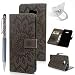 Produktbild J4 Plus 2018/J4 Prime Handyhülle Flip Case für Samsung Galaxy,Idlehour PU Leder Case Cover Magnet Schutzhülle Tasche Skin Ständer Handytasche,Grau Sonnenblume