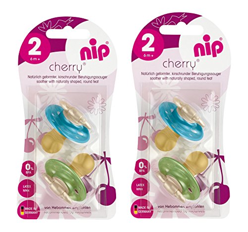 nip Rundsauger Cherry Doppelpack Boy, Latex, Größe 2 (ab 6 Monate)