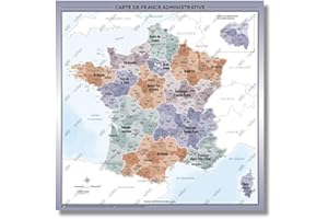 GéoReflet Carte de France Murale - Carte Administrative - Modèle Aventurine - Affiche 100X100CM