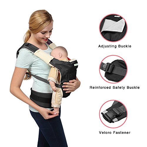 Rakuka Embrace Babytrage mit schützender Schlafkappe, Perfekt für Winter, Unisex, Babybauchtrage für Vater und Mutter, Tasche für Windel, Geeignet für Bauch-, Rücken- und Hüfttrage - 3