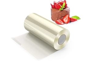 H HOMEWINS Colliers à Gâteau Rhodoïd Rouleau Ruban Bord en Film Cercle de Pâtisserie Transparent Feuille pour Mousse Chocolat Décoration de Gâteaux (8CM×10M×125 Micron)