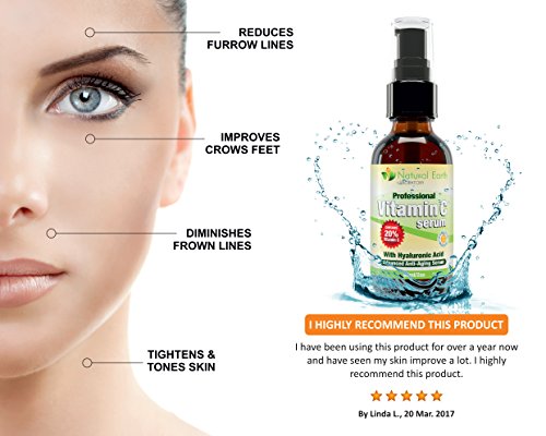 2oz of Vitamin C Serum for Face Pure Organic Contains clinical Strength 20% Vitamin C + Hyaluronic Acid. Reverse Skin Aging & Wrinkles look and feel younger! 100% Guaranteed. - 3