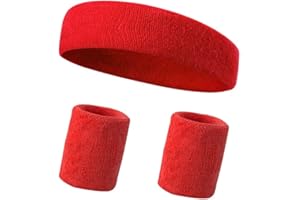 THEMATYS Fasce di sudore per polsi e fronte, perfette per fitness, sport, adulti e bambini, cotone