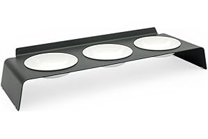 LucyBalu® Podwyższona stacja do karmienia dla kotów, ergonomiczna miska dla kotów, podwyższona miska na karmę dla kotów, ergonomiczna miska na jedzenie i wodę dla kotów, zestaw 3 szt., kolor