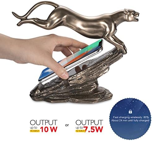 iREIZTEC Leopard sculpture Statue,Panther Sculpture figurine resin Arts and Crafts & wireless cgharger 10W