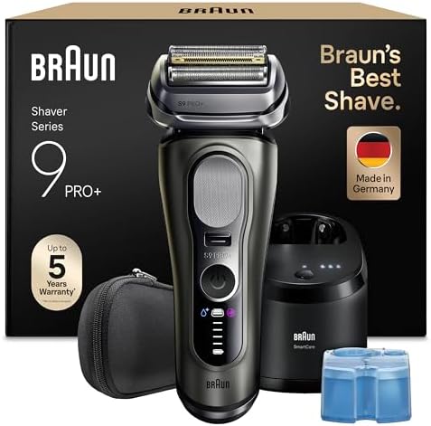 Braun Serie 9 PRO + Rasoio Elettrico Barba, Wet&Dry, 5+1 Lame Di Precisione Ultra Sottili, Regolabarba Uomo, Rasoio Barba, 60 Min Utilizzo, Stazione Di Pulizia SmartCare 6in1, Serie 9665cc, Grafite