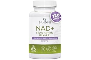 Bandini® Liposomal NAD+ | 120 kapslar | NAD nikotinamid-ribosidklorid | med quercetin, resveratrol, koenzym Q10 | 1100 mg per daglig dos