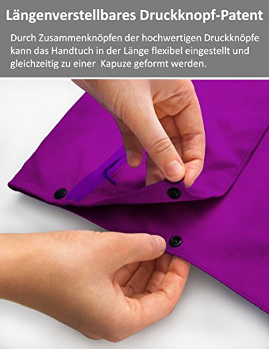 3-tlg Fitness-Handtuch Set mit Reißverschluss Fach + Magnetclip + extra Sporthandtuch | zum Patent angemeldetes Multifunktionshandtuch, Fit-Flip Microfaser Handtuch - 5
