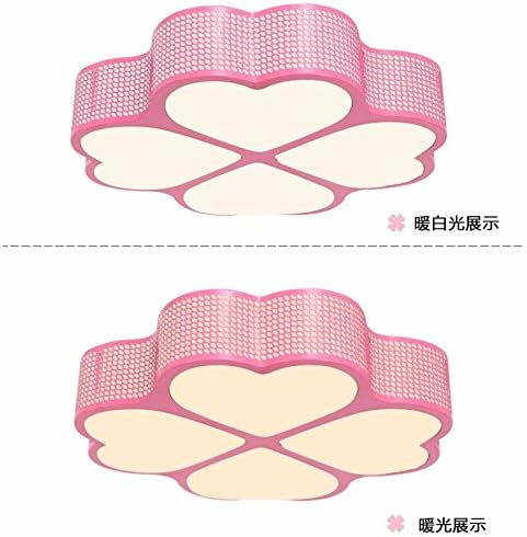 GYUHANLT Modern Personality Children's Baby Nursery Bedroom Lovely Cartoon Eye Care Ceiling Light,Kindergarten Kids Lamp Iron four-leaf grass, Pink 50cm white light