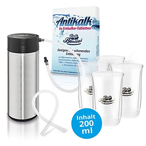 ☆clever sparen☆ Sparpaket✔ Cafe Bonitas✔ Thermo-Milchbehälter✔ 4 Thermogläser 200ml✔ 6 Entkalkertabletten✔ Ersatzmilchschlauch✔ für Kaffeevollautomat Kaffeeautomat Kaffeemaschine