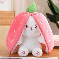 oeeo Set di 2 lepre di peluche, coniglietto pasquale per bambini, ragazzi, ragazze (fragole) (2
