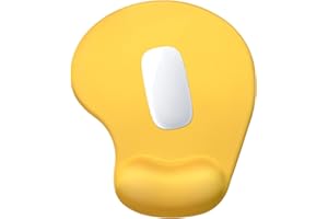 Hsurbtra Tapis de Souris, Ergonomique Tapis de Souris Gamer avec Repose Poignet en Gel, Portable, Parfait pour Ordinateur, Bureau, Travail, Jaune Abricot