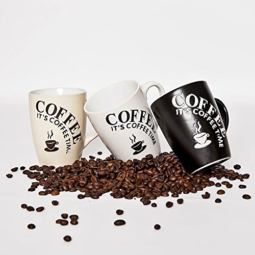 6er-Set-Kaffeebecher-Set-Keramik-180ml-Mug-Aufschrift-Its-Coffee-Time